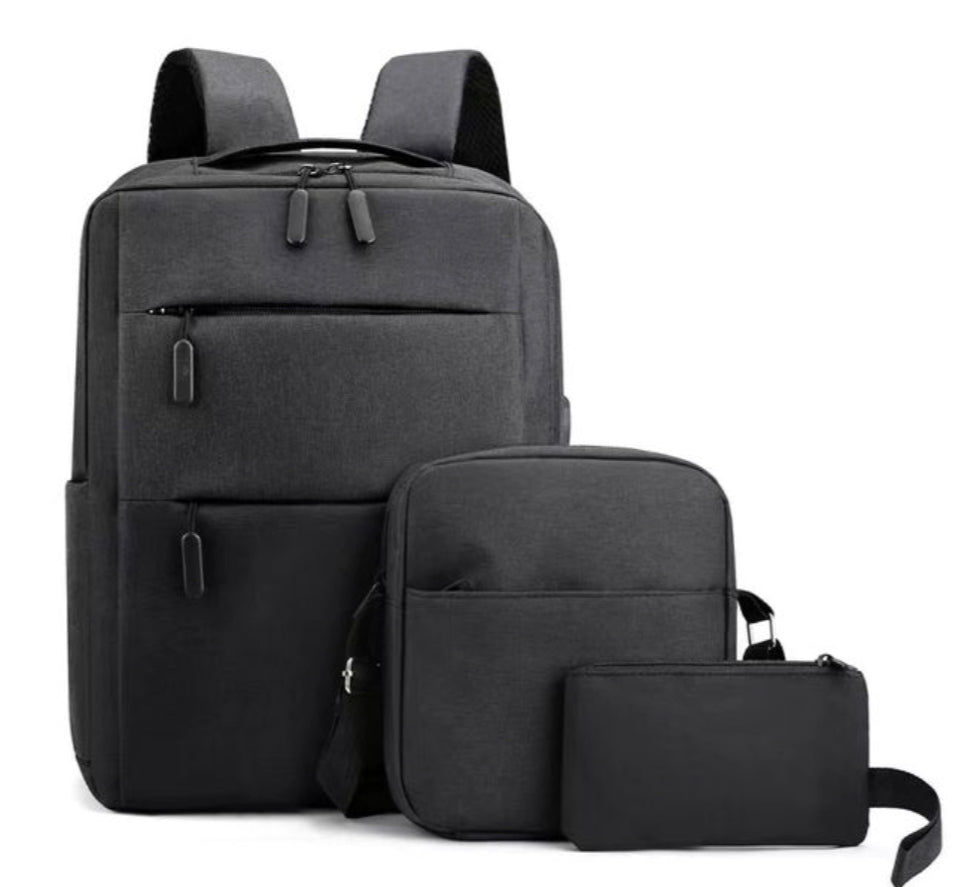 Backpack 3 in 1 multi functional school laptop bag with USB slot-black