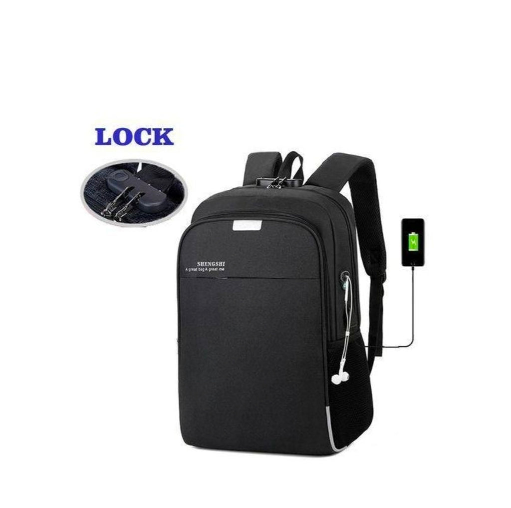 Backpack 3 in 1 multi functional school laptop bag with USB slot-black