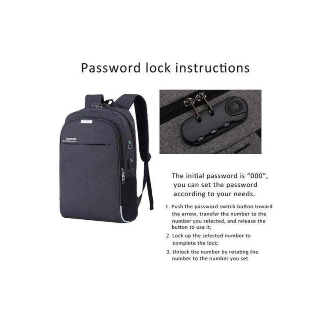 Backpack 3 in 1 multi functional school laptop bag with USB slot-black