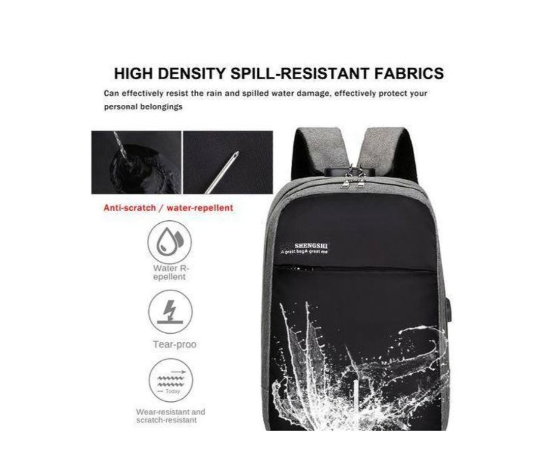 Backpack 3 in 1 multi functional school laptop bag with USB slot-black