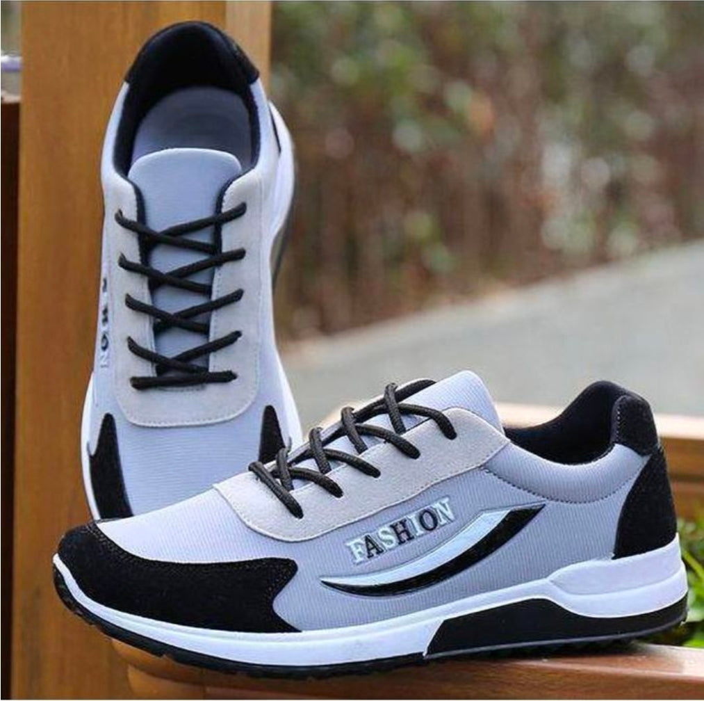 AIDIALU men's breathable comfortable sneakers lace up hiking shoes -gray