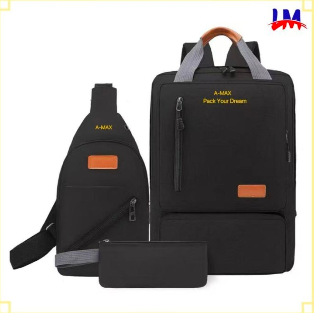 LM 3in1 laptop laptop backpack set -black