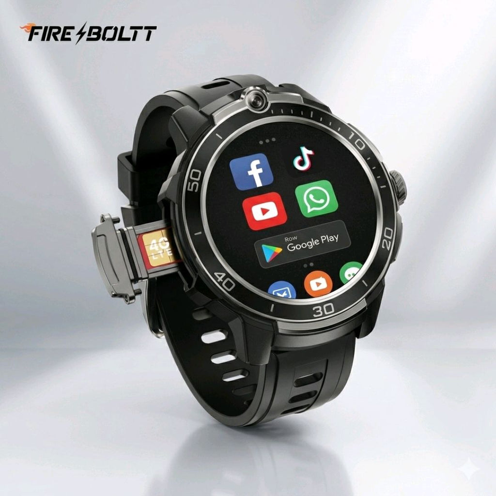 Fire-Boltt Shott smartwatch featuring a 1.5" round display and a front-facing camera.