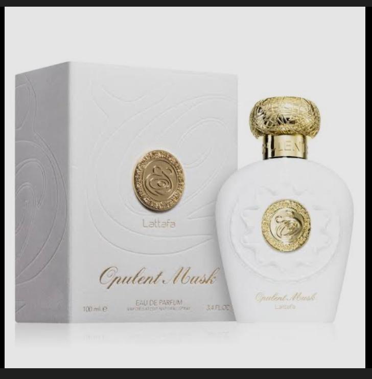 the Lattafa Opulent Musk Eau de Parfum, a popular unisex fragrance known for its white musk, citrus, and floral scent profile.
