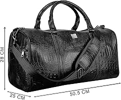 Michael Kors Bedford Travel XL weekender bag in metallic crocodile-embossed leather.