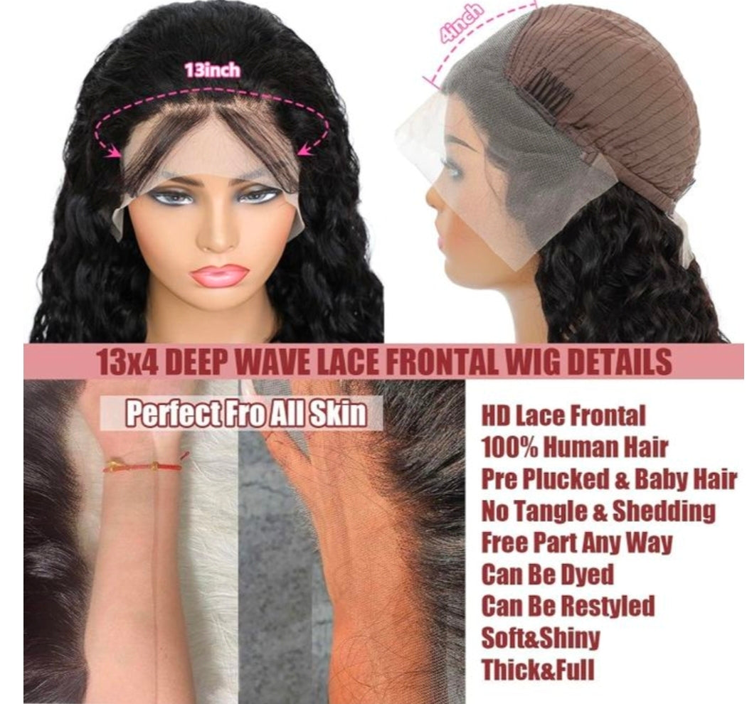 Deep wave lace front wigs HD transparent deep lace curly frontal glueless wigs
