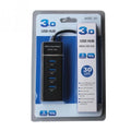 4-port USB 3.0 mini hub, typically used to expand the number of USB ports available on a computer or laptop. BLACK