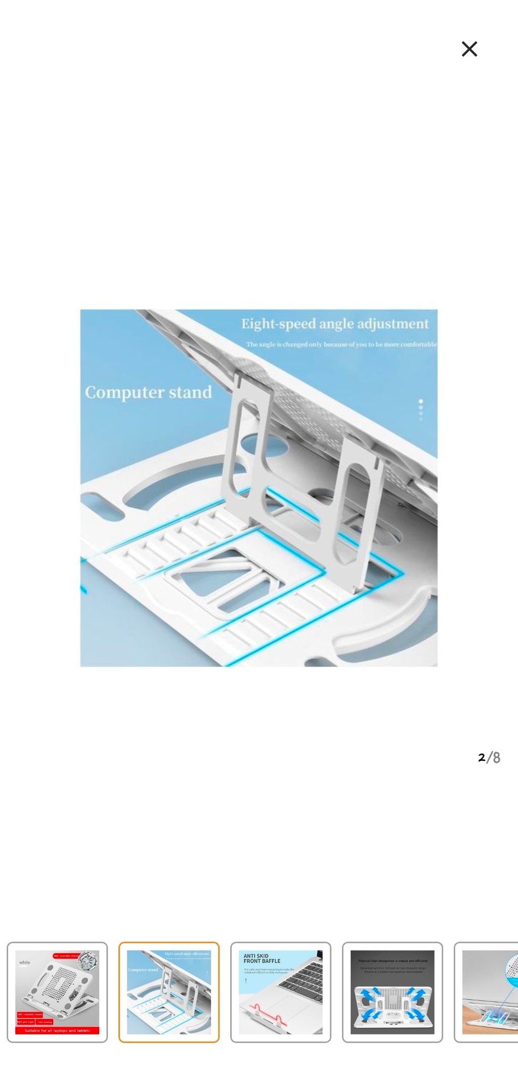 Laptop/tablet stand 360 degree rotation foldable holder white