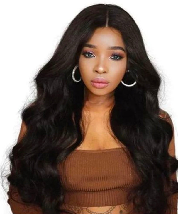 Women long weave curly wig women's hair-black