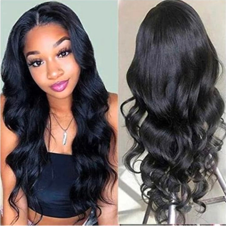 Women long weave curly wig women's hair-black
