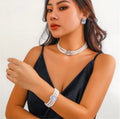 3pics/set multilayer imitation pearl chian necklace bracelet from women