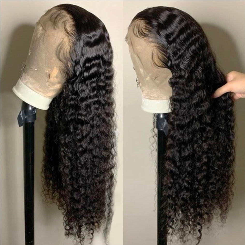 Deep wave lace front wigs HD transparent deep lace curly frontal glueless wigs
