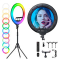 RGB ring light 18 inches with tripod stand (2700k-7000k) for phone,camera, ipad, live streaming & video recording