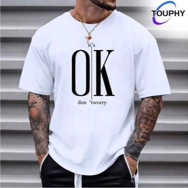 Touphy mens T-shirt classic 100 % cotton shorts sleeve -white
