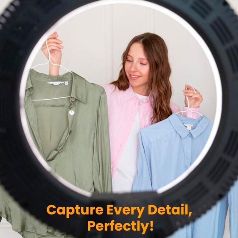 Addigoes desktop stand with 16cm ring light,3 light modes and 360 degree rotation,Adjustable height with tabletop with 2 clips for live streaming videos and selfie