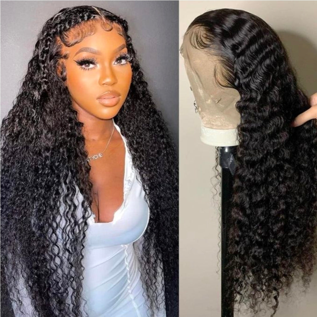 Deep wave lace front wigs HD transparent deep lace curly frontal glueless wigs