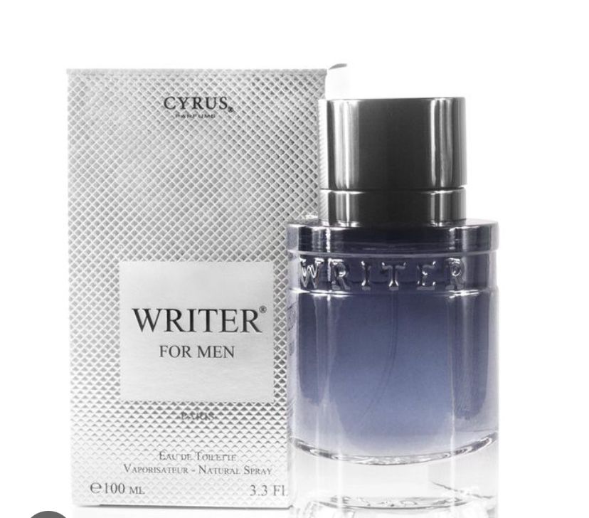 Cyrus Writer for Men Eau de Toilette, a 100ml fragrance featuring a floral and woody scent profile.