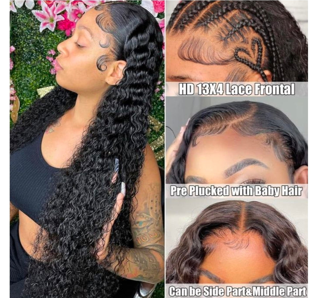 Deep wave lace front wigs HD transparent deep lace curly frontal glueless wigs