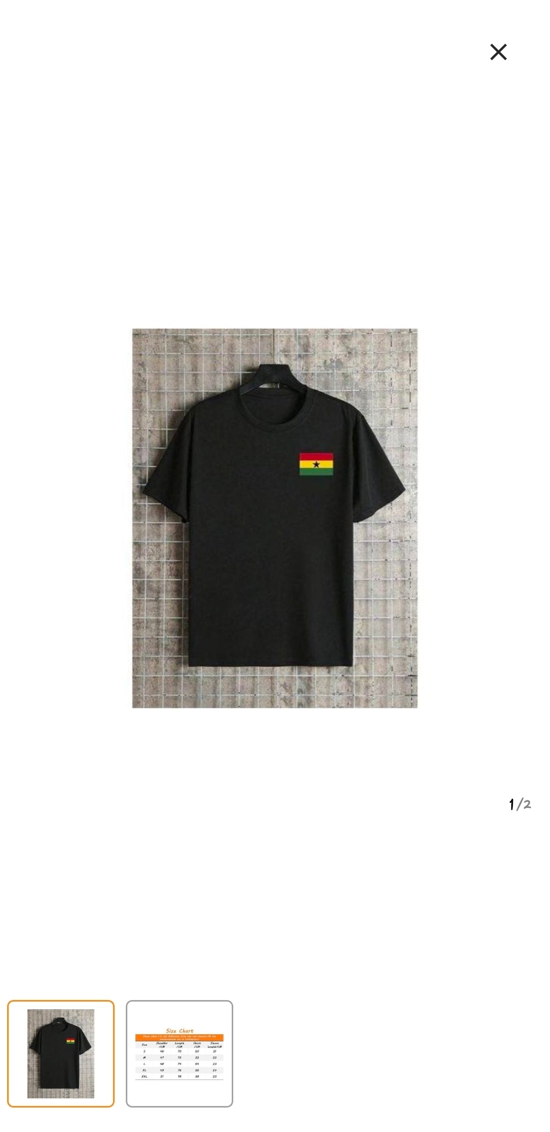 Duo colour patriotic mens Ghana flag printed T shirt- black