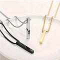 Unisex 3D bar pendant necklace set multicolour (black,gold, silver)