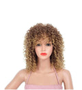 Curly brown blonde ombre wigs synthetic hair wigs with bangs for women