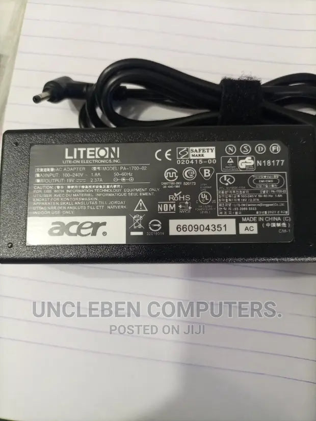 Acer laptop charger black