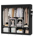 CYFAZA portable wardrobe with a dustproof fabric cover and 4-column hanging sections.