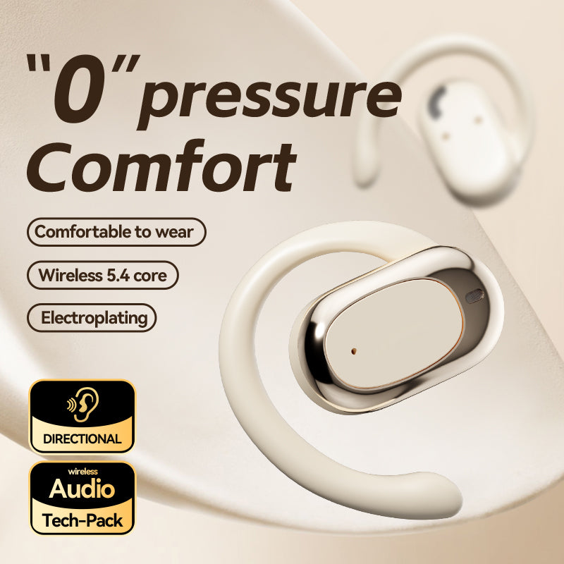 beige wireless in-ear headphones