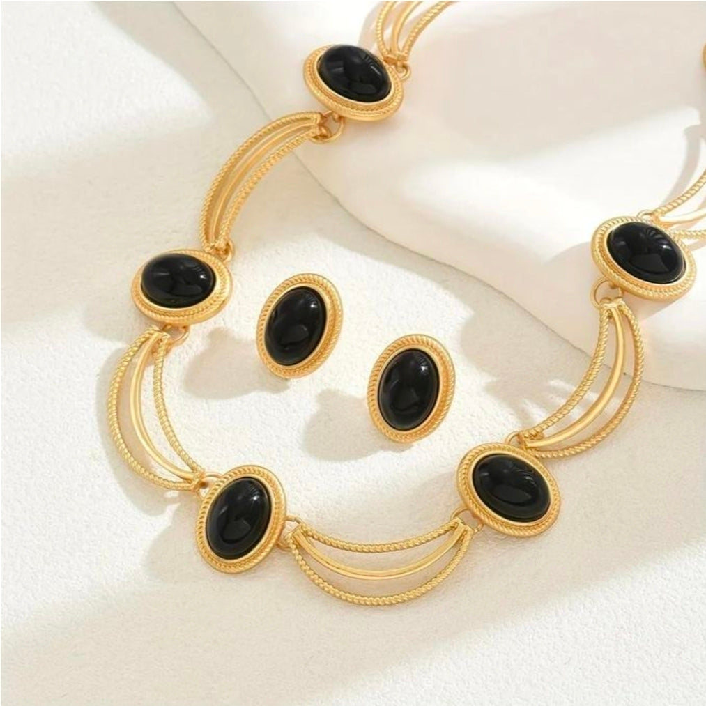 Ladies artificial pearl necklace bracelet earrings stub jewelry set 3 in 1