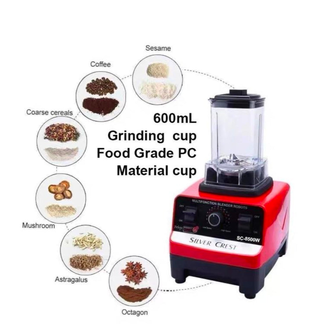 Silver crest 2l industrial 8500w food crusher blender with 2 jar black / red