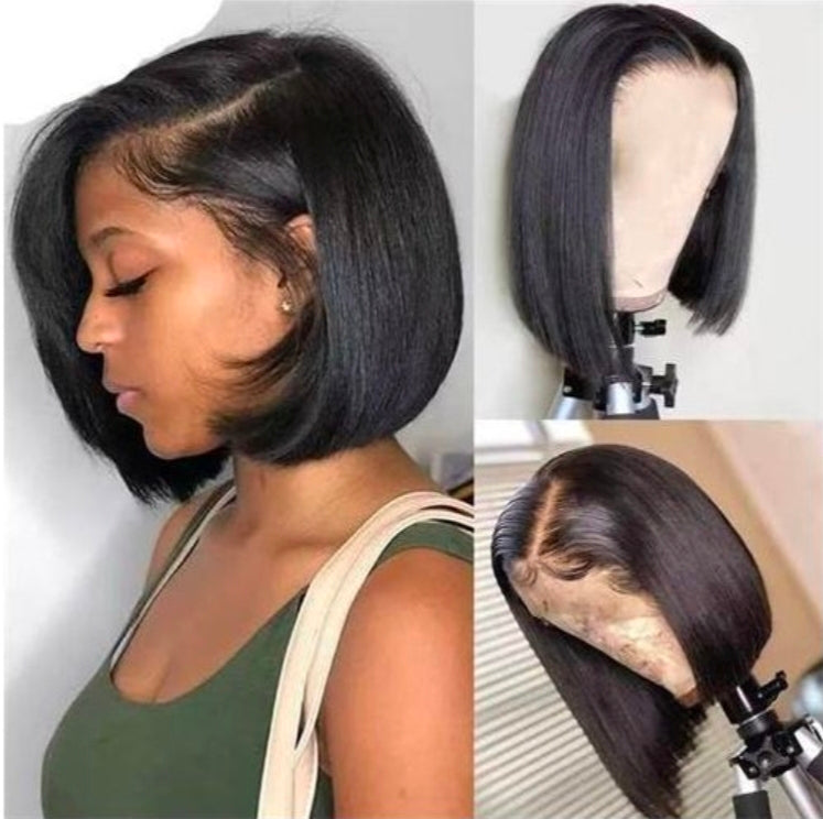 Wig female short hair side bob-black