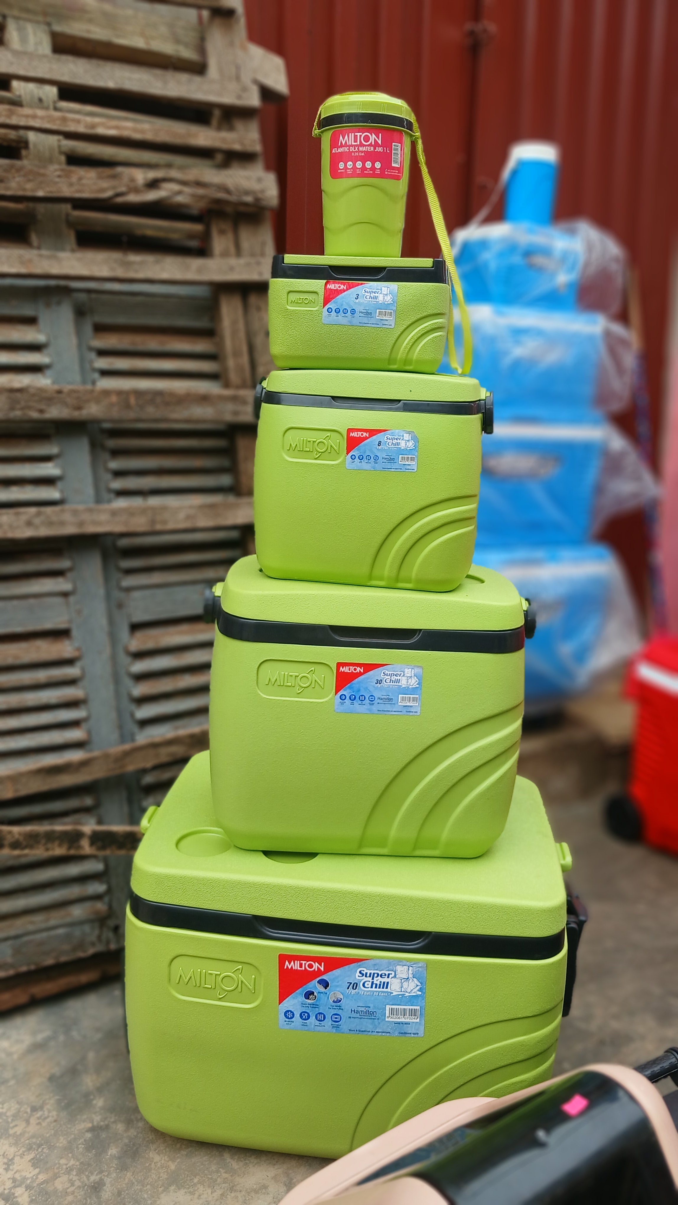 set of Asian Thermo Wagon insulated ice coolers,