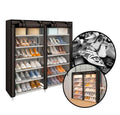 CYFAZA Shoe rack organiser space for 36 pairs 6 tiers double column dust proof & stainless steel grey