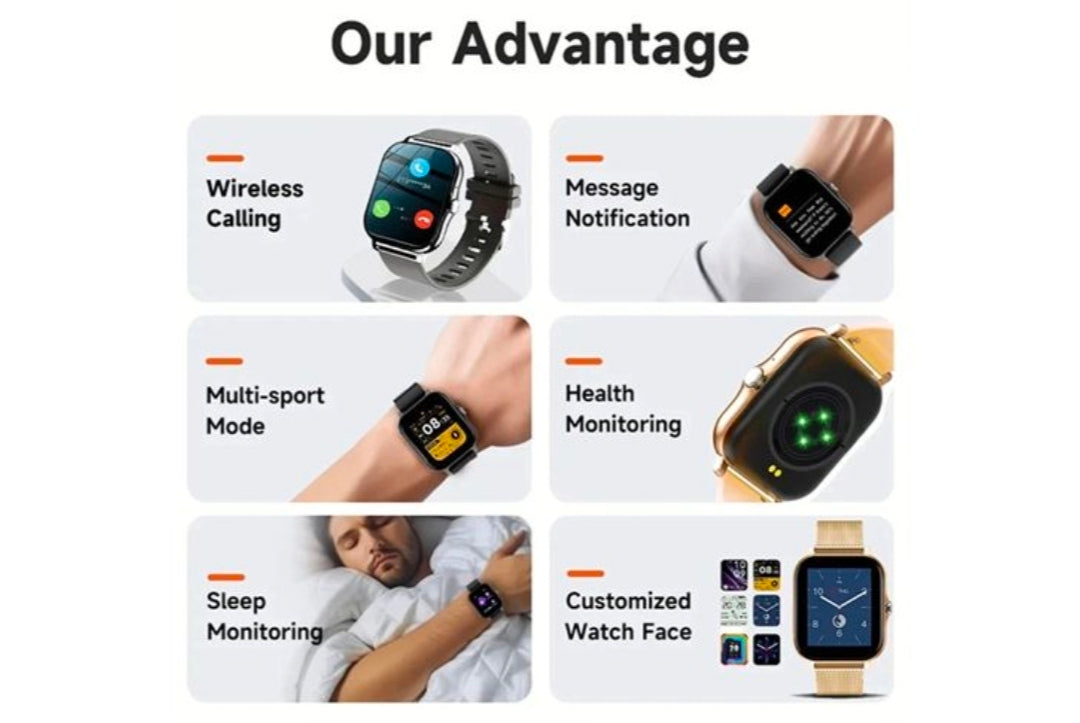 Full touch screen smart watch health detection -gold