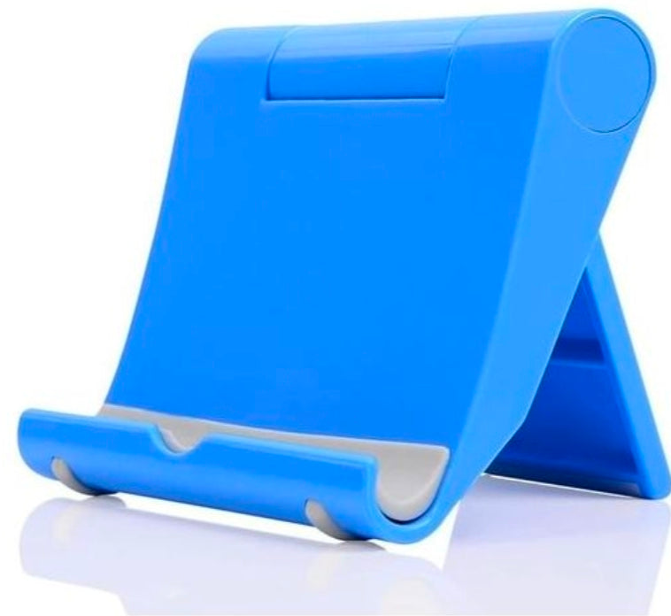 Portable phone holder adjustable phone stand &i pad stand holder, multi functional foldable lazy person desktop phone holder blue