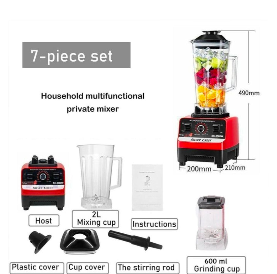 Silver crest 2l industrial 8500w food crusher blender with 2 jar black / red