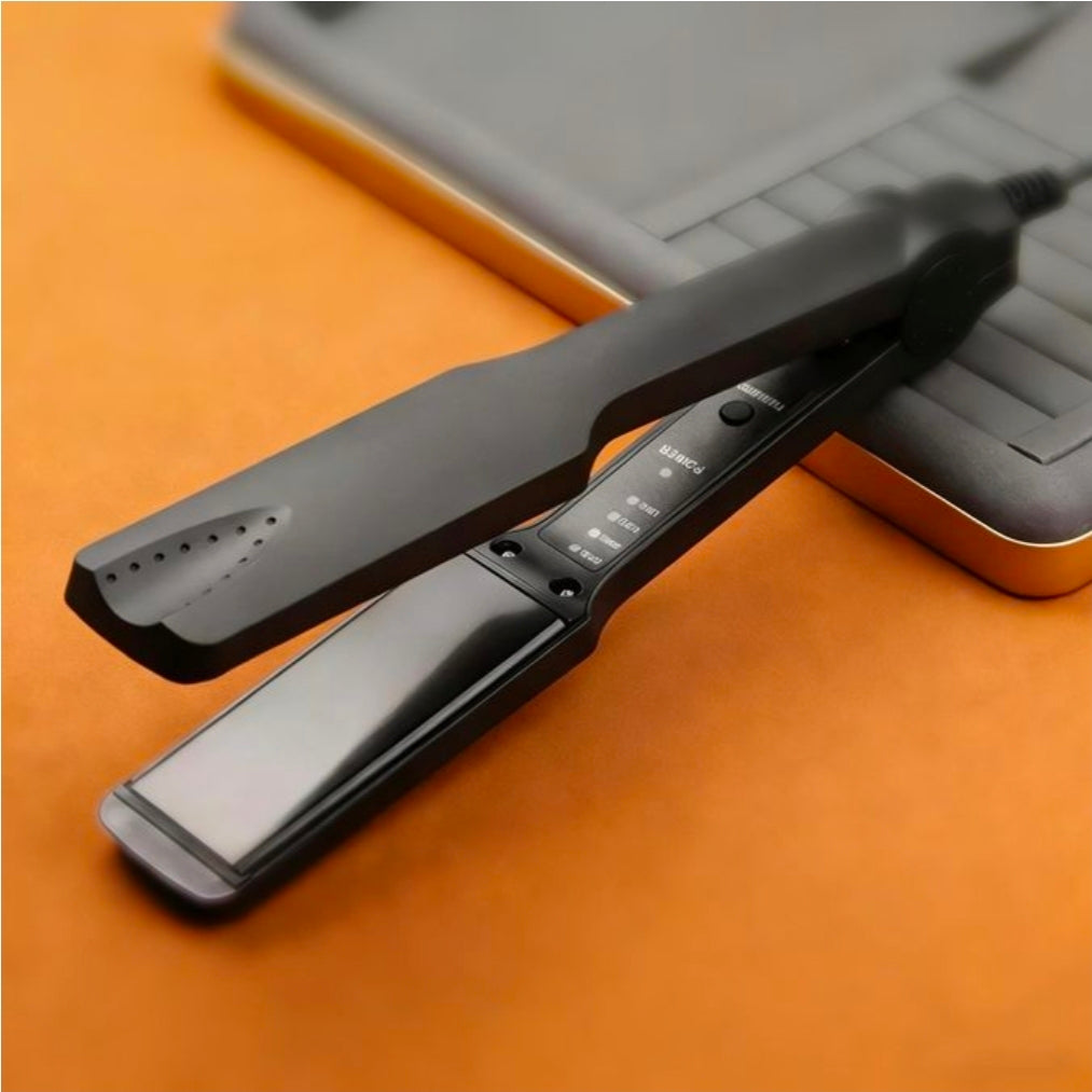 black ceramic flat iron or professional hair straightener,