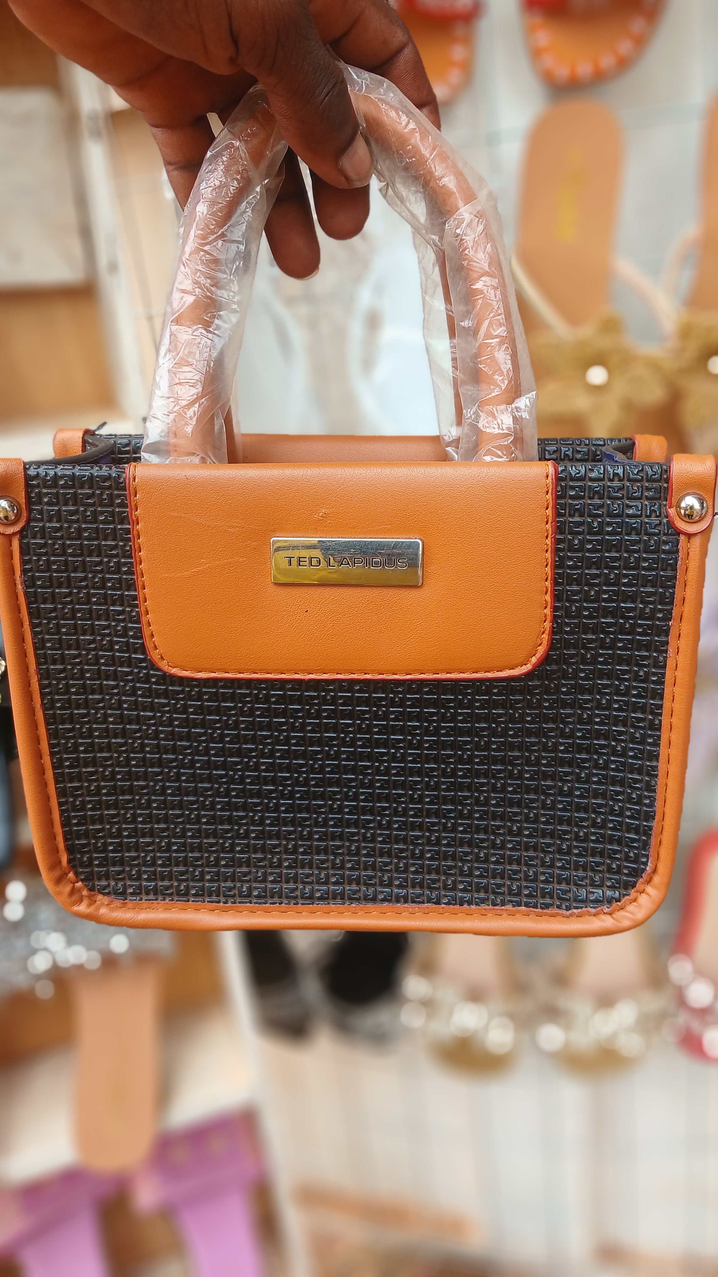 Ted Lapidus brown and black top-handle handbag