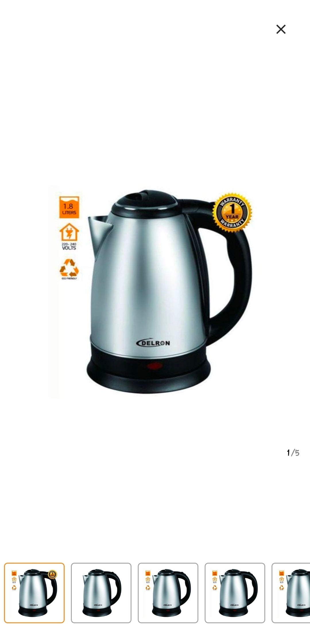 Delron 1.8l OK 001 electric kettle  black & silver