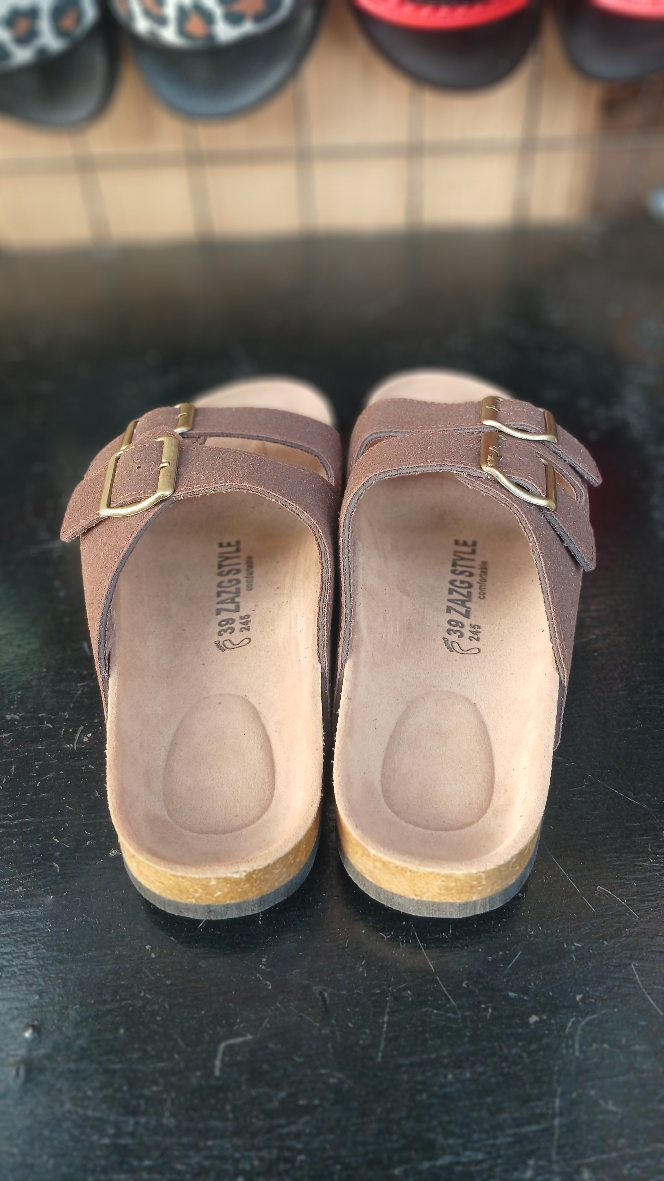 Beck slippers double strap brown