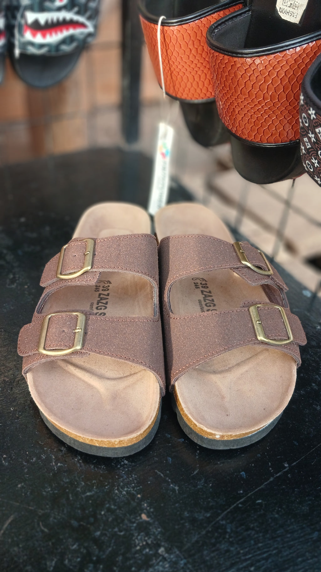 Beck slippers double strap brown