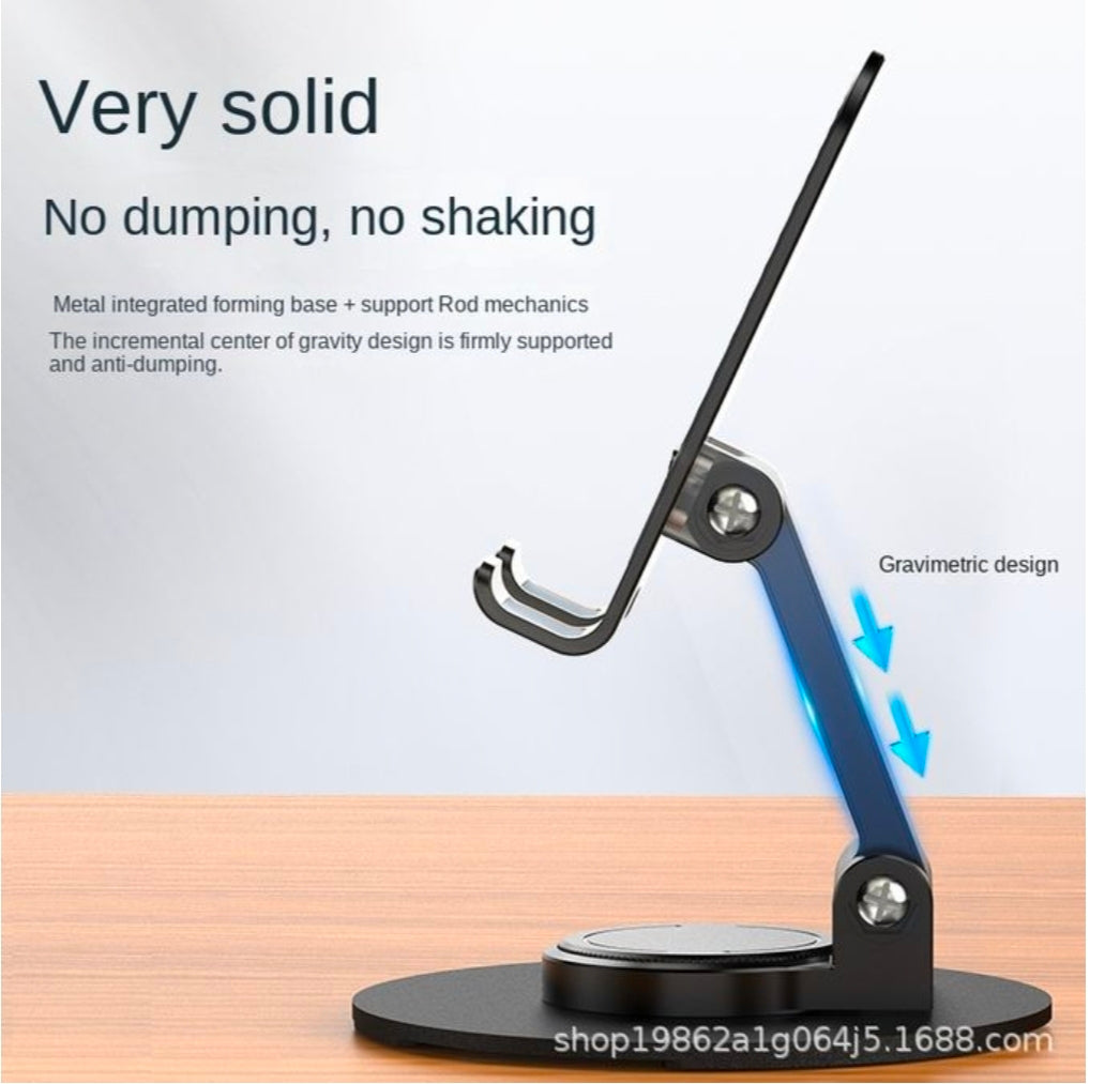 Multifunctional foldable metal rotating cell phone holder