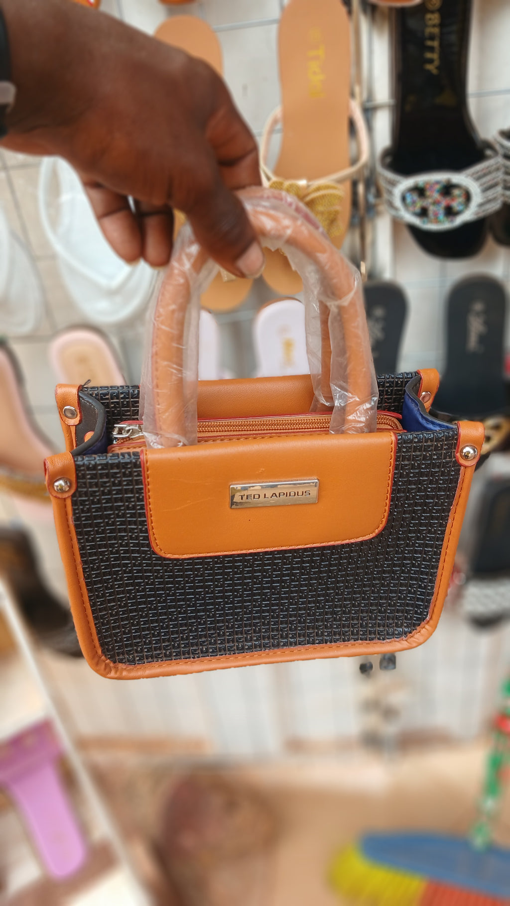 Ted Lapidus brown and black top-handle handbag