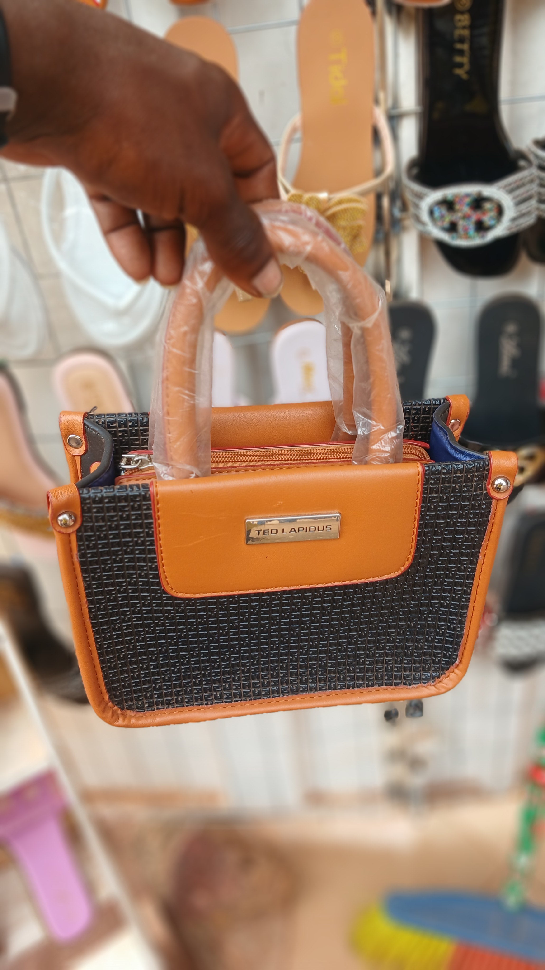 Ted Lapidus brown and black top-handle handbag