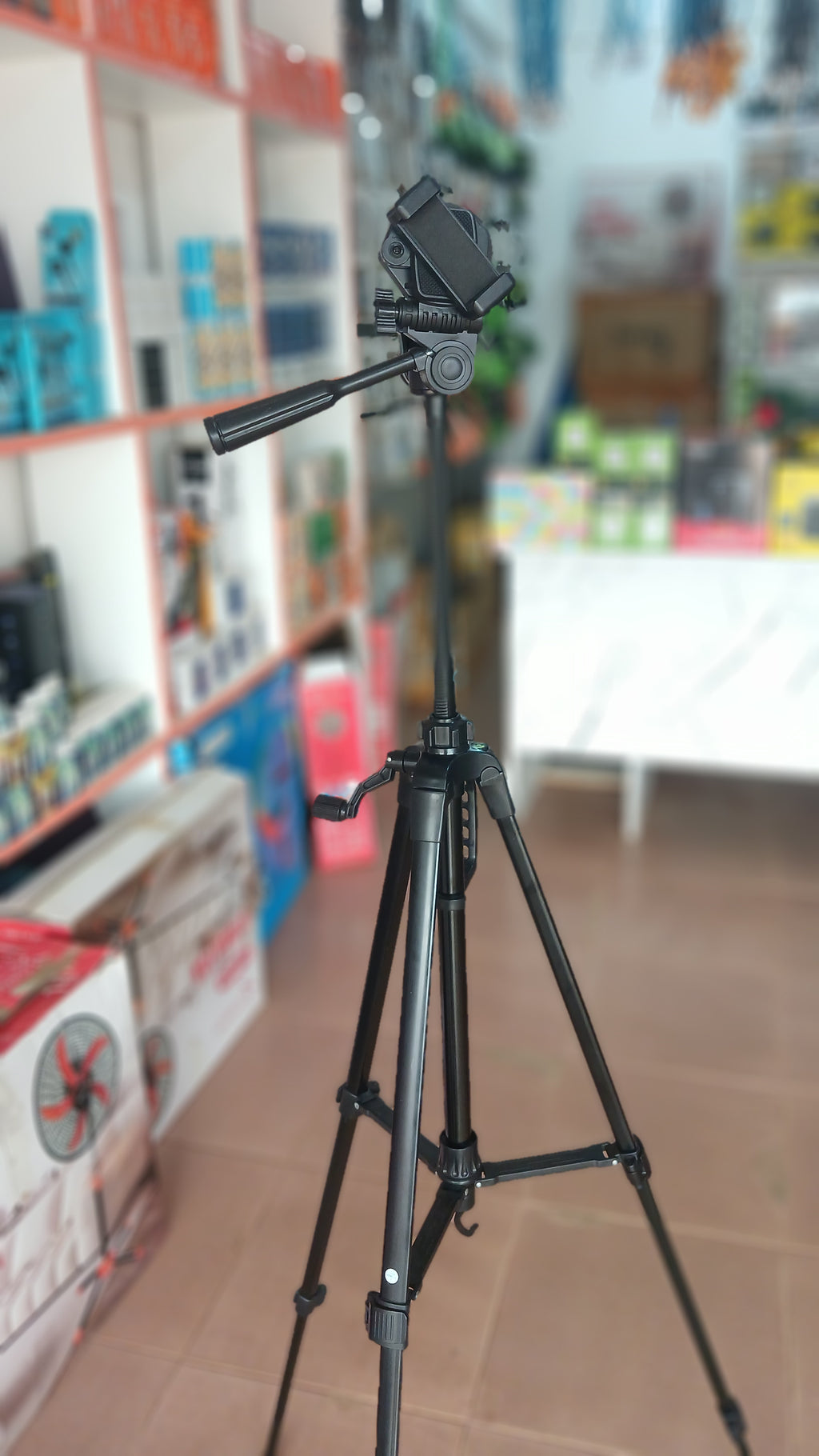 multipurpose 5ft tripod stand with a phone holder -black