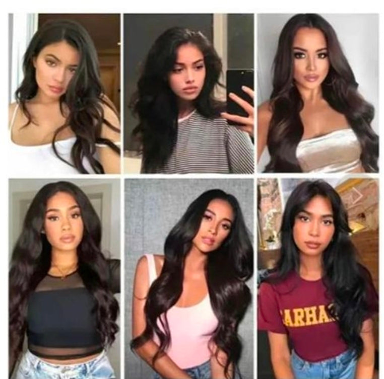 Women long weave curly wig women's hair-black