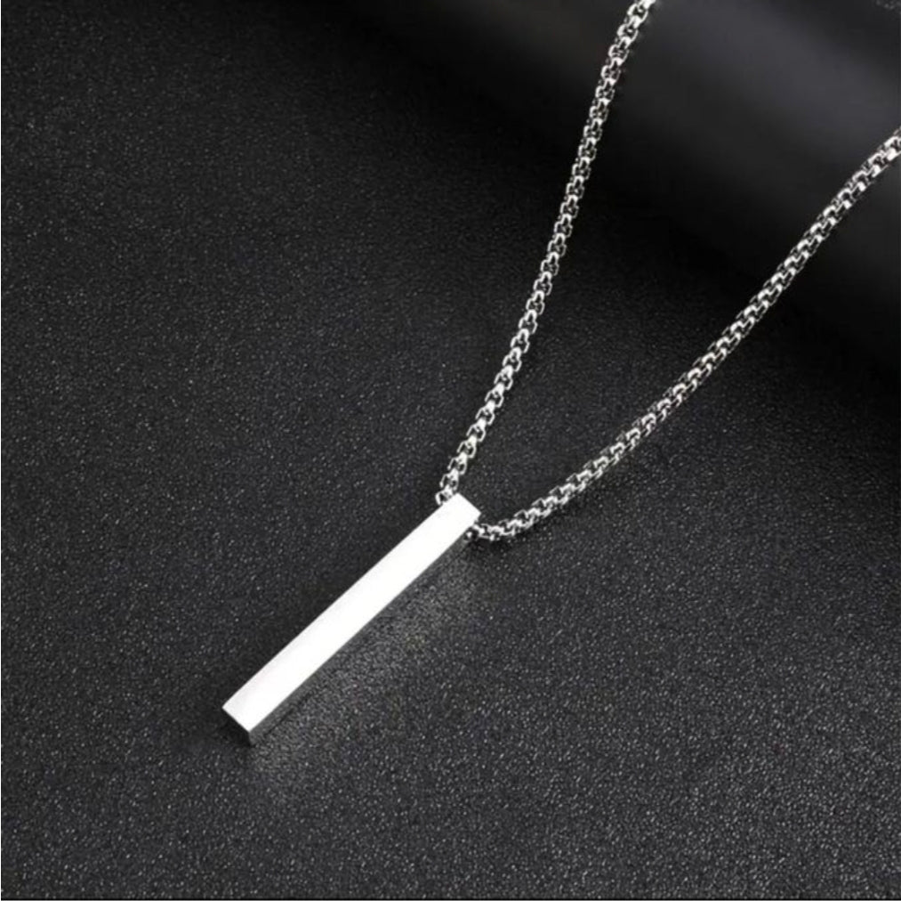 Unisex 3D bar pendant necklace set multicolour (black,gold, silver)