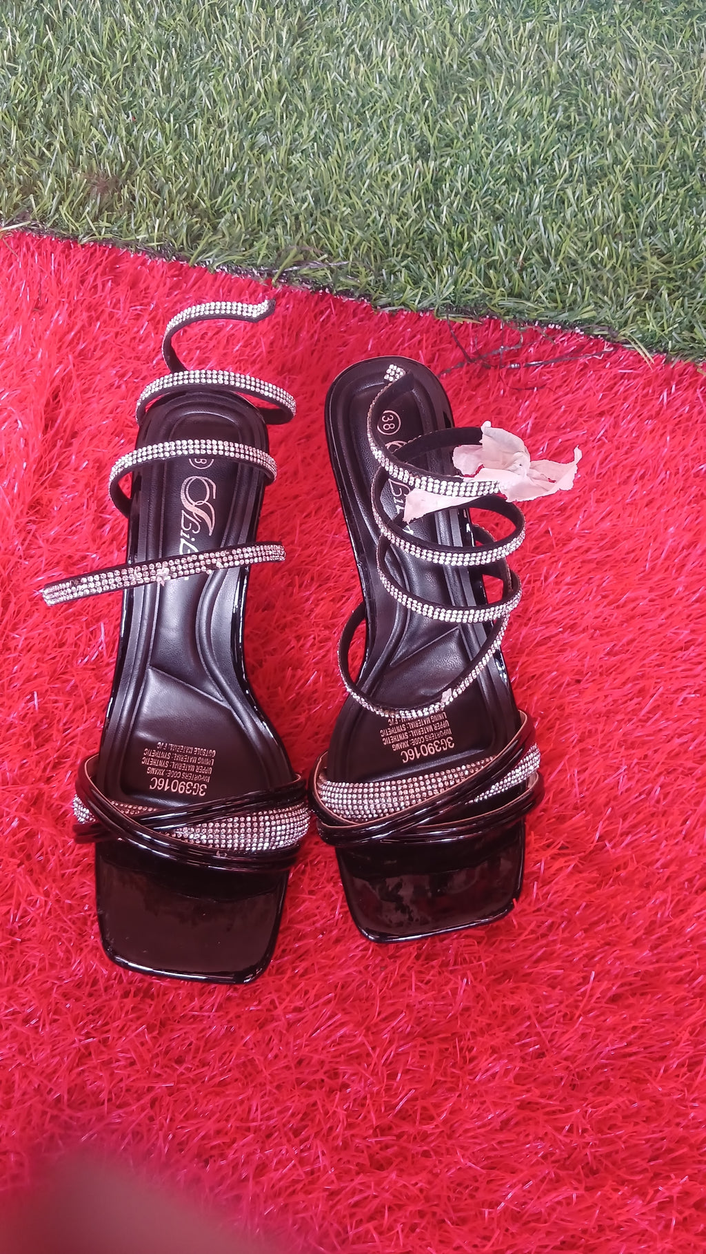 women's high-heeled sandals-black
