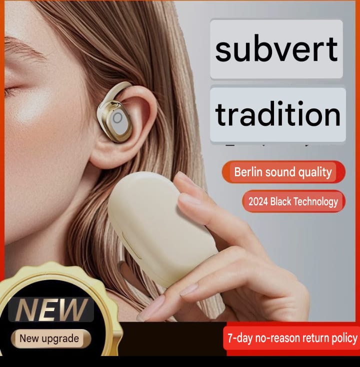 beige wireless in-ear headphones