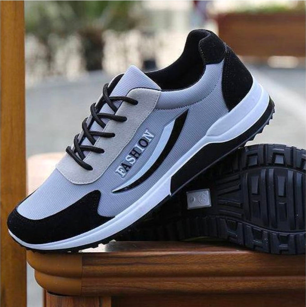 AIDIALU men's breathable comfortable sneakers lace up hiking shoes -gray